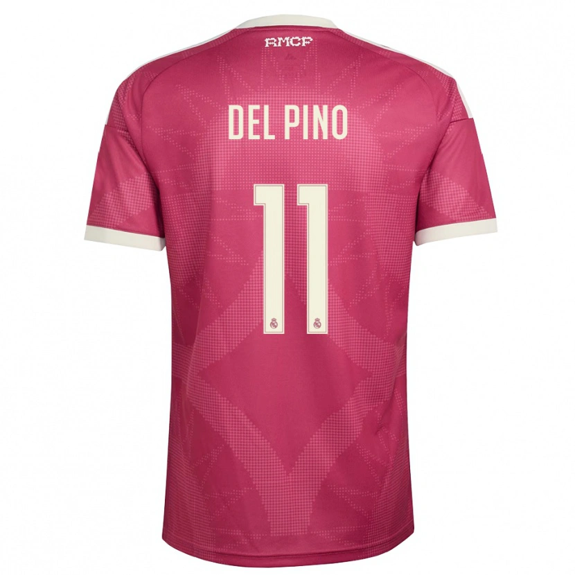 Danxen Bambino Maglia Santiago Del Pino #11 Rosso Viola Pallido Bianco Kit Gara Third 2026/27 Maglietta