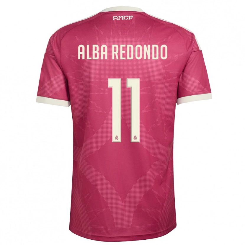 Danxen Bambino Maglia Alba Redondo #11 Rosso Viola Pallido Bianco Kit Gara Third 2026/27 Maglietta