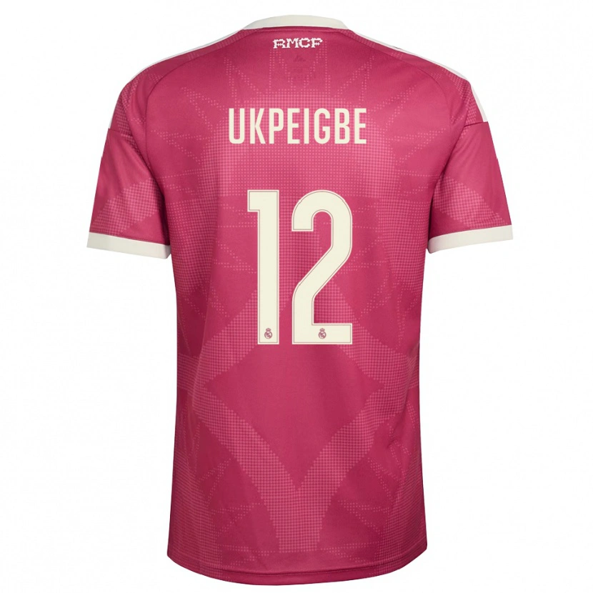 Danxen Bambino Maglia Melvin Ukpeigbe #12 Rosso Viola Pallido Bianco Kit Gara Third 2026/27 Maglietta