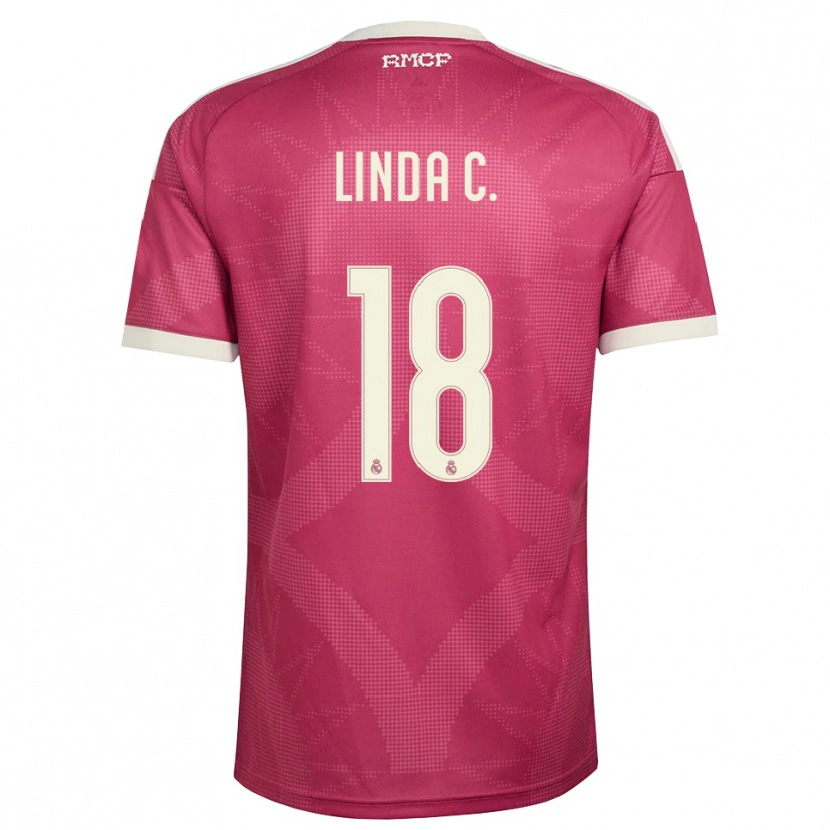 Danxen Bambino Maglia Linda Caicedo #18 Rosso Viola Pallido Bianco Kit Gara Third 2026/27 Maglietta