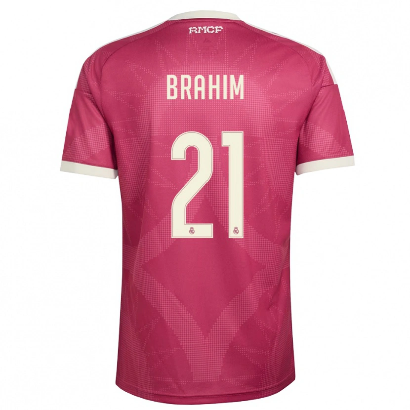 Danxen Bambino Maglia Brahim Díaz #21 Rosso Viola Pallido Bianco Kit Gara Third 2026/27 Maglietta