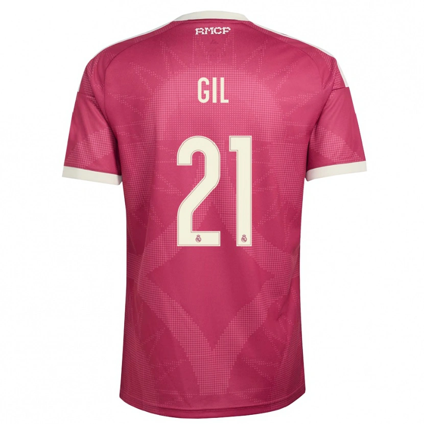 Danxen Bambino Maglia Iker Gil #21 Rosso Viola Pallido Bianco Kit Gara Third 2026/27 Maglietta