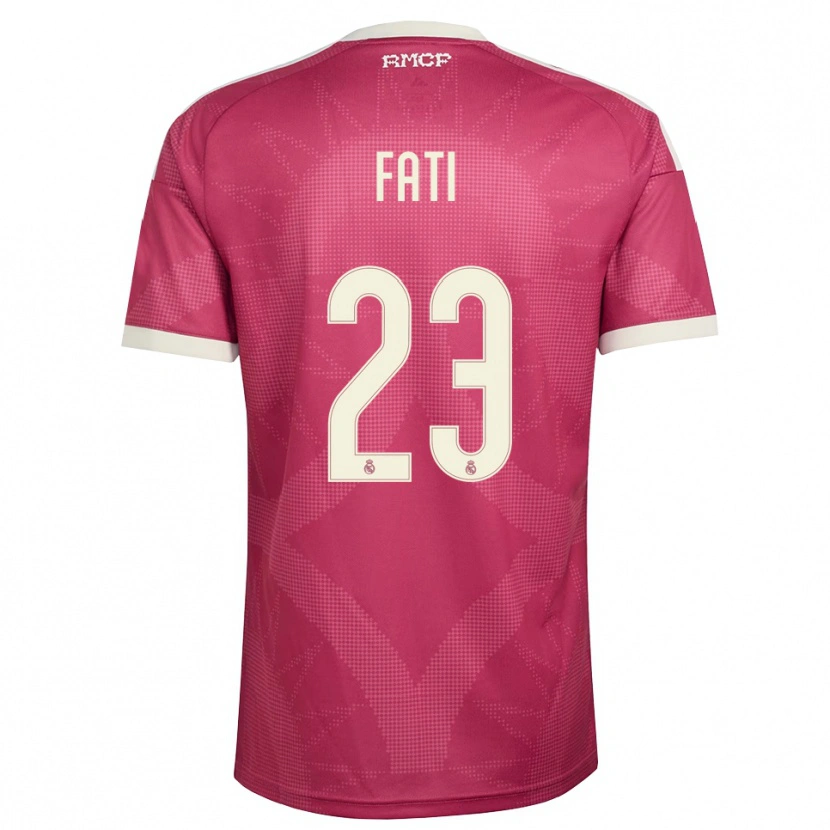 Danxen Bambino Maglia Lamini Fati #23 Rosso Viola Pallido Bianco Kit Gara Third 2026/27 Maglietta