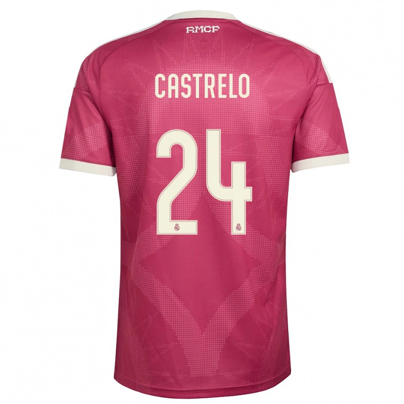 Danxen Bambino Maglia Gabri Castrelo #24 Rosso Viola Pallido Bianco Kit Gara Third 2026/27 Maglietta