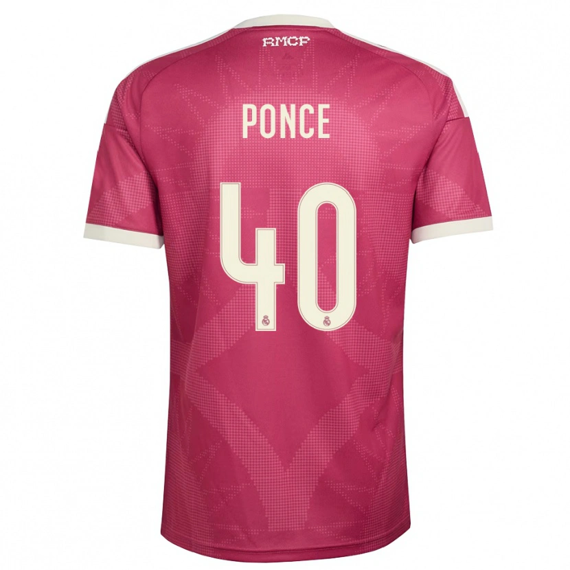 Danxen Bambino Maglia Guille Ponce #40 Rosso Viola Pallido Bianco Kit Gara Third 2026/27 Maglietta