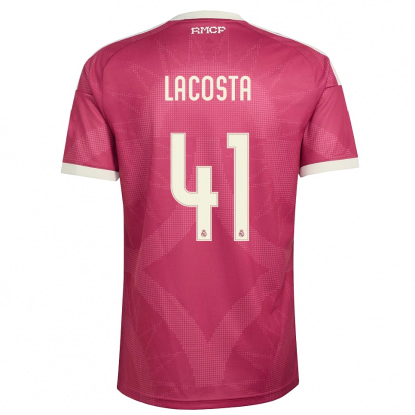 Danxen Bambino Maglia Diego Lacosta #41 Rosso Viola Pallido Bianco Kit Gara Third 2026/27 Maglietta