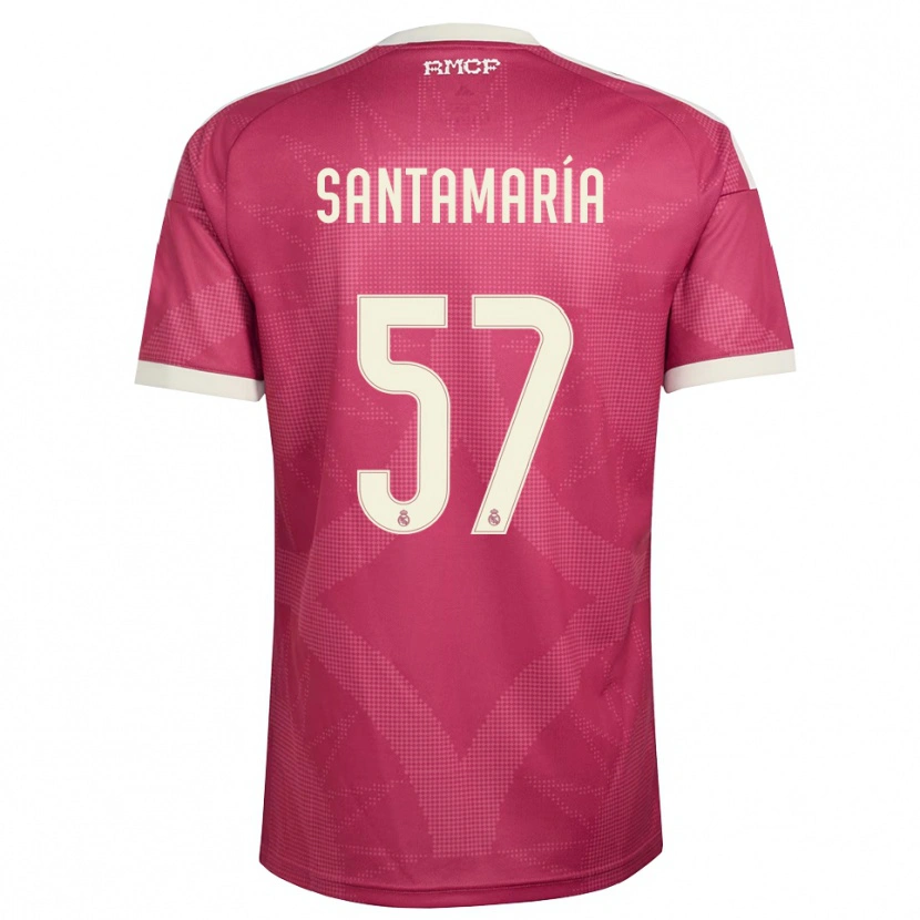 Danxen Bambino Maglia Fran Santamaría #57 Rosso Viola Pallido Bianco Kit Gara Third 2026/27 Maglietta