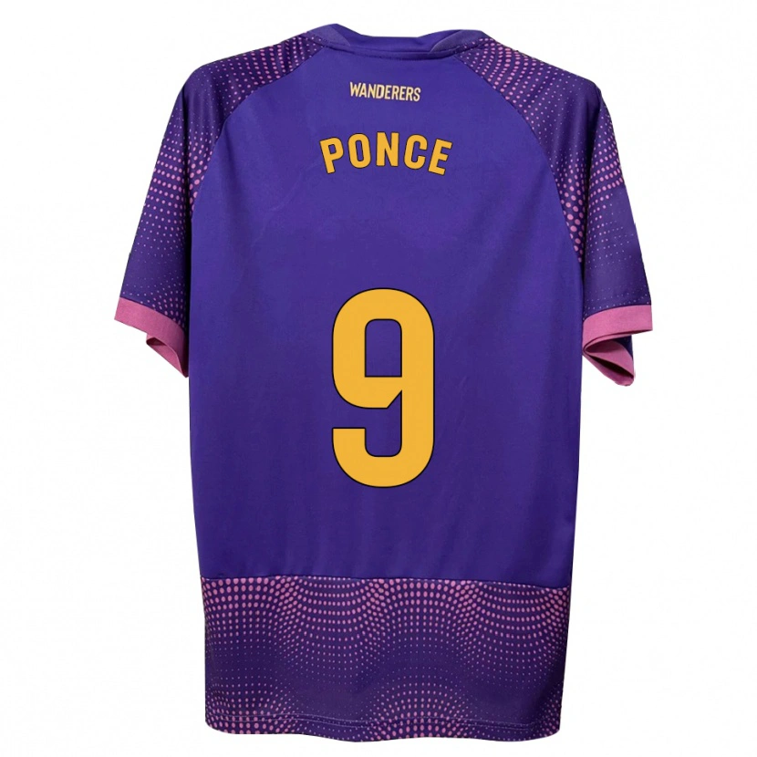 Danxen Uomo Maglia Ezequiel Ponce #9 Viola Bianco Rosa Kit Gara Away 2026/27 Maglietta