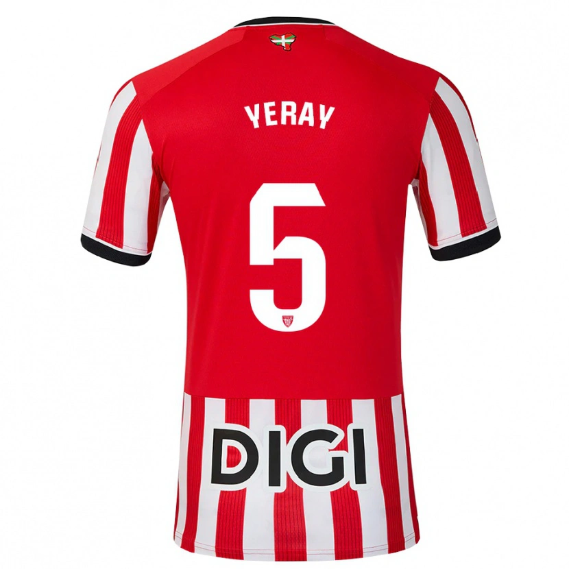 Danxen Uomo Maglia Yeray Álvarez #5 Rosso Nero Bianco Kit Gara Home 2026/27 Maglietta