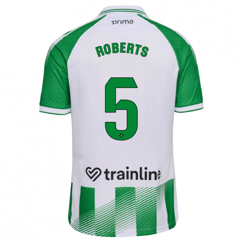 Danxen Uomo Maglia Rhiannon Roberts #5 Verde Chiaro Nero Bianco Kit Gara Home 2026/27 Maglietta
