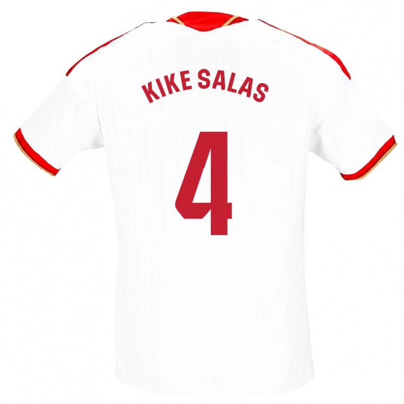 Danxen Uomo Maglia Kike Salas #4 Bianco Rosso Kit Gara Home 2026/27 Maglietta
