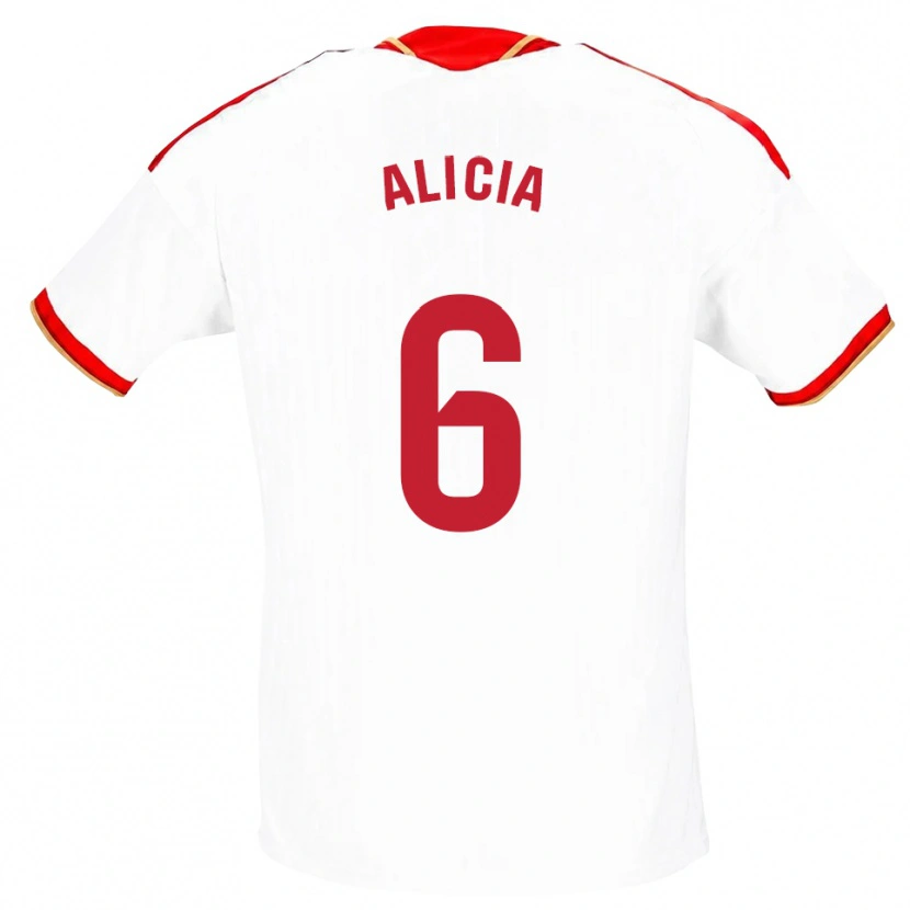 Danxen Uomo Maglia Alicia Redondo #6 Bianco Rosso Kit Gara Home 2026/27 Maglietta