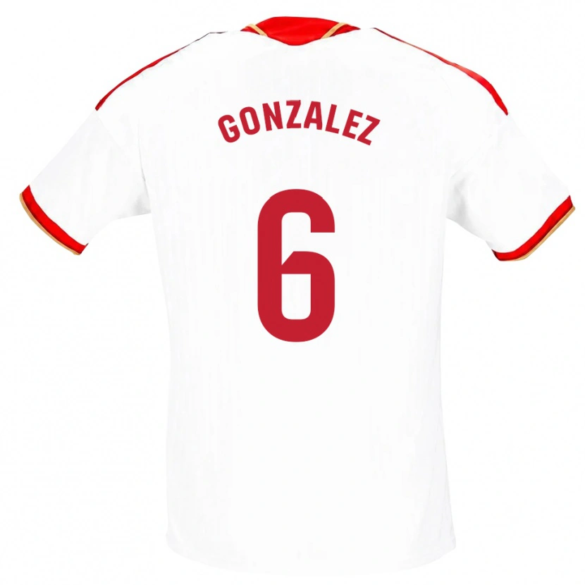 Danxen Uomo Maglia Pamela González #6 Bianco Rosso Kit Gara Home 2026/27 Maglietta