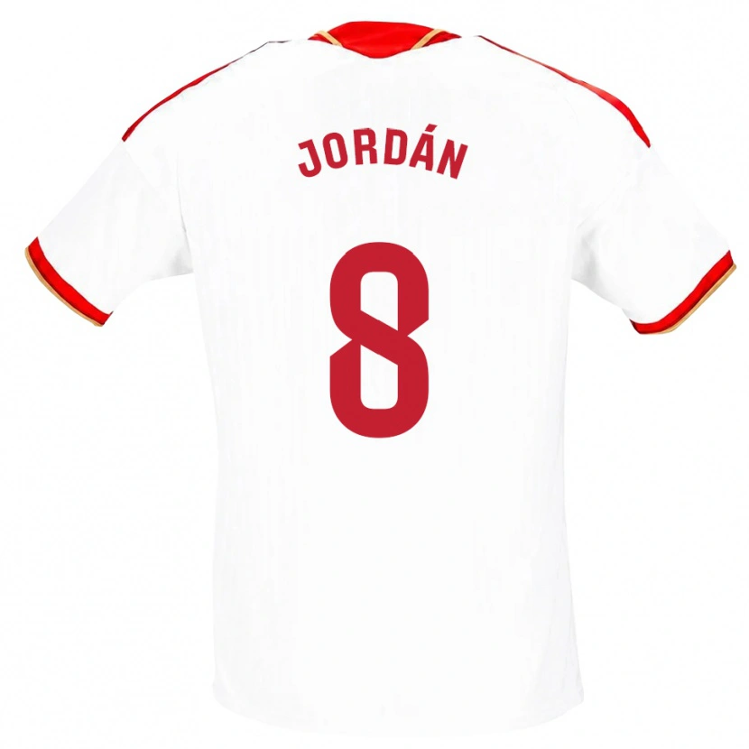 Danxen Uomo Maglia Joan Jordán #8 Bianco Rosso Kit Gara Home 2026/27 Maglietta
