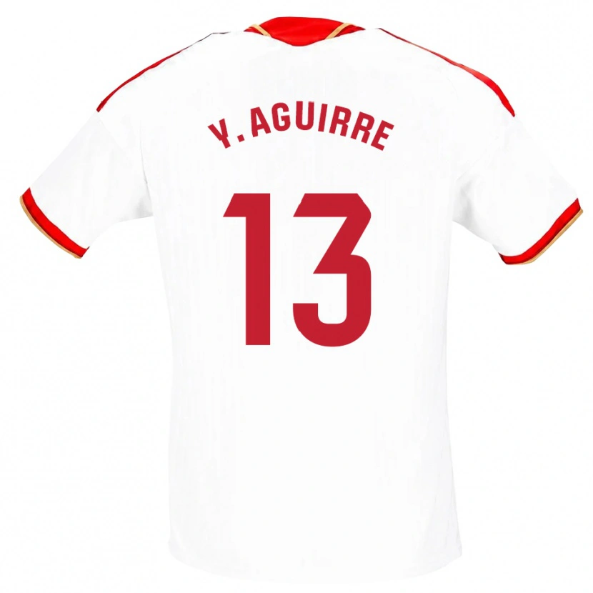 Danxen Uomo Maglia Yolanda Aguirre Gutiérrez #13 Bianco Rosso Kit Gara Home 2026/27 Maglietta