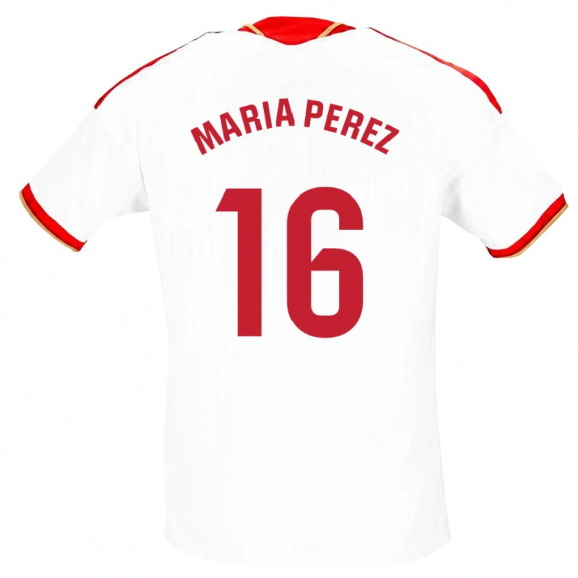 Danxen Uomo Maglia María Pérez Rabaza #16 Bianco Rosso Kit Gara Home 2026/27 Maglietta