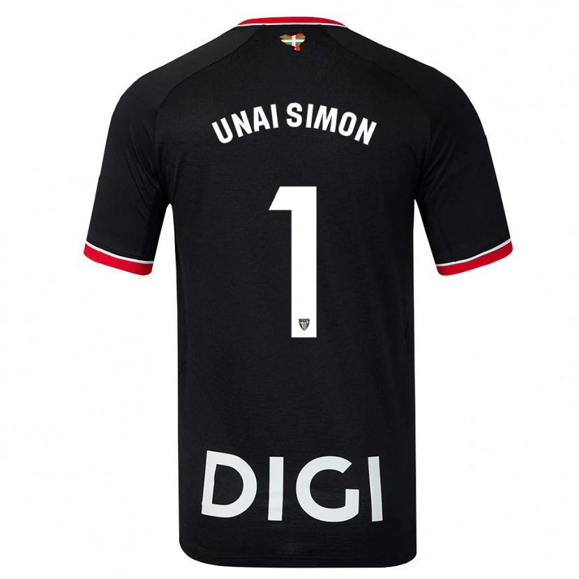 Danxen Uomo Maglia Unai Simón #1 Nero Bianco Rosso Kit Gara Away 2026/27 Maglietta