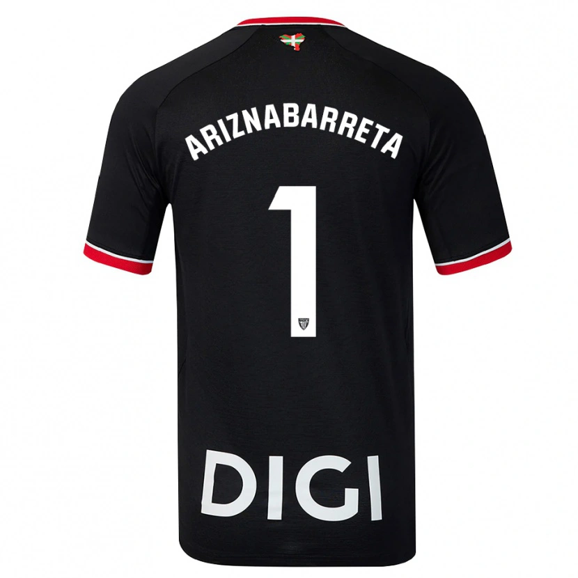 Danxen Uomo Maglia Oier Ariznabarreta #1 Nero Bianco Rosso Kit Gara Away 2026/27 Maglietta
