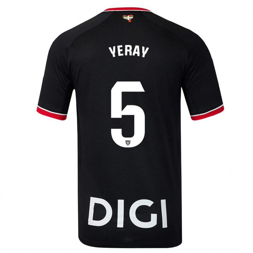 Danxen Uomo Maglia Yeray Álvarez #5 Nero Bianco Rosso Kit Gara Away 2026/27 Maglietta