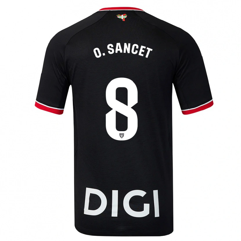 Danxen Uomo Maglia Oihan Sancet #8 Nero Bianco Rosso Kit Gara Away 2026/27 Maglietta