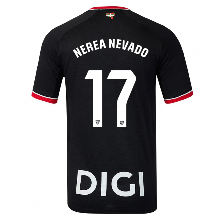 Danxen Uomo Maglia Nerea Nevado Gómez #17 Nero Bianco Rosso Kit Gara Away 2026/27 Maglietta