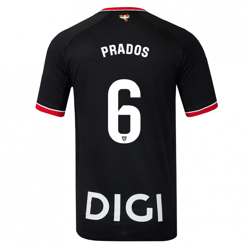 Danxen Uomo Maglia Beñat Prados #6 Nero Bianco Rosso Kit Gara Away 2026/27 Maglietta