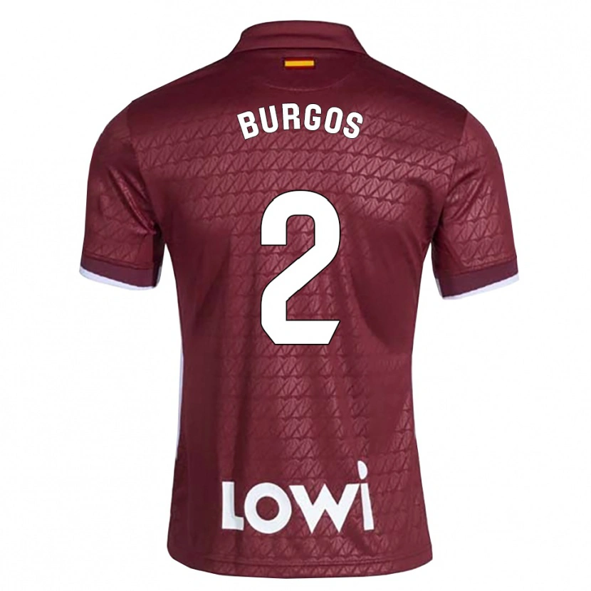 Danxen Uomo Maglia Curro Burgos #2 Rosso Scuro Bianco Kit Gara Away 2026/27 Maglietta