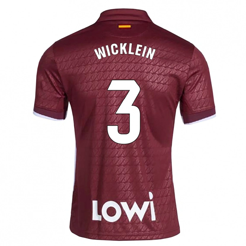 Danxen Uomo Maglia Johann Wicklein #3 Rosso Scuro Bianco Kit Gara Away 2026/27 Maglietta