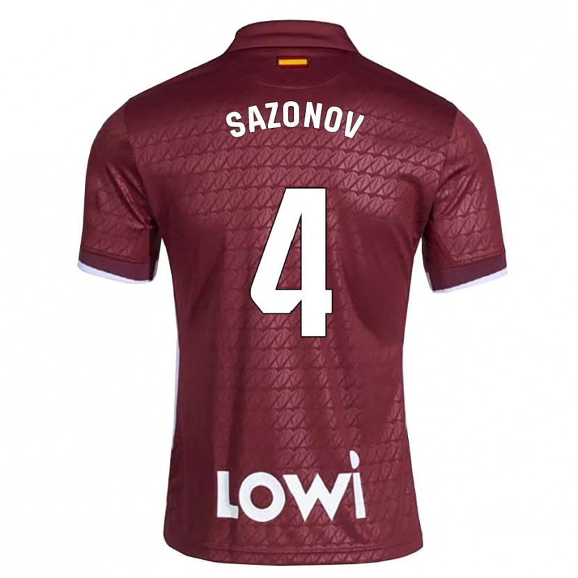 Danxen Uomo Maglia Saba Sazonov #4 Rosso Scuro Bianco Kit Gara Away 2026/27 Maglietta