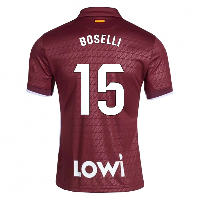 Danxen Uomo Maglia Sebastián Boselli #15 Rosso Scuro Bianco Kit Gara Away 2026/27 Maglietta