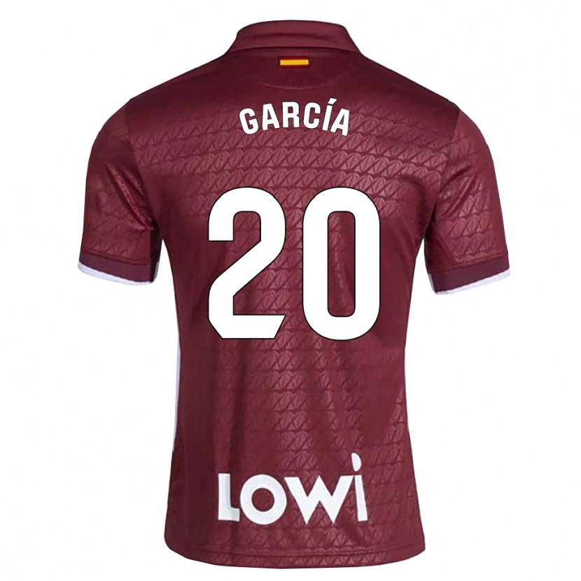 Danxen Uomo Maglia Álex García #20 Rosso Scuro Bianco Kit Gara Away 2026/27 Maglietta