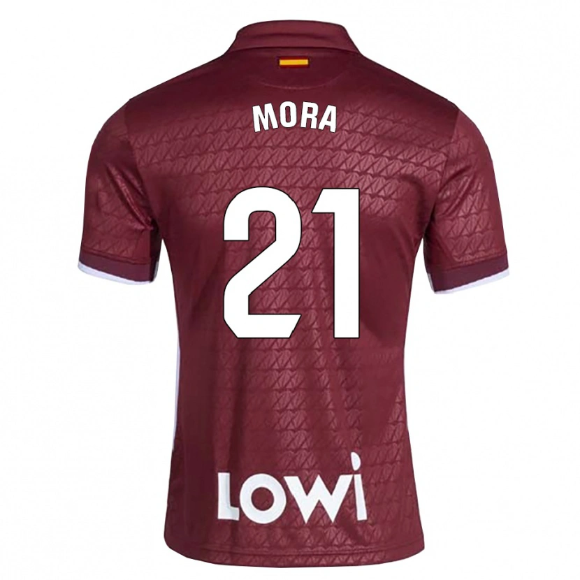 Danxen Uomo Maglia Adrià Mora #21 Rosso Scuro Bianco Kit Gara Away 2026/27 Maglietta