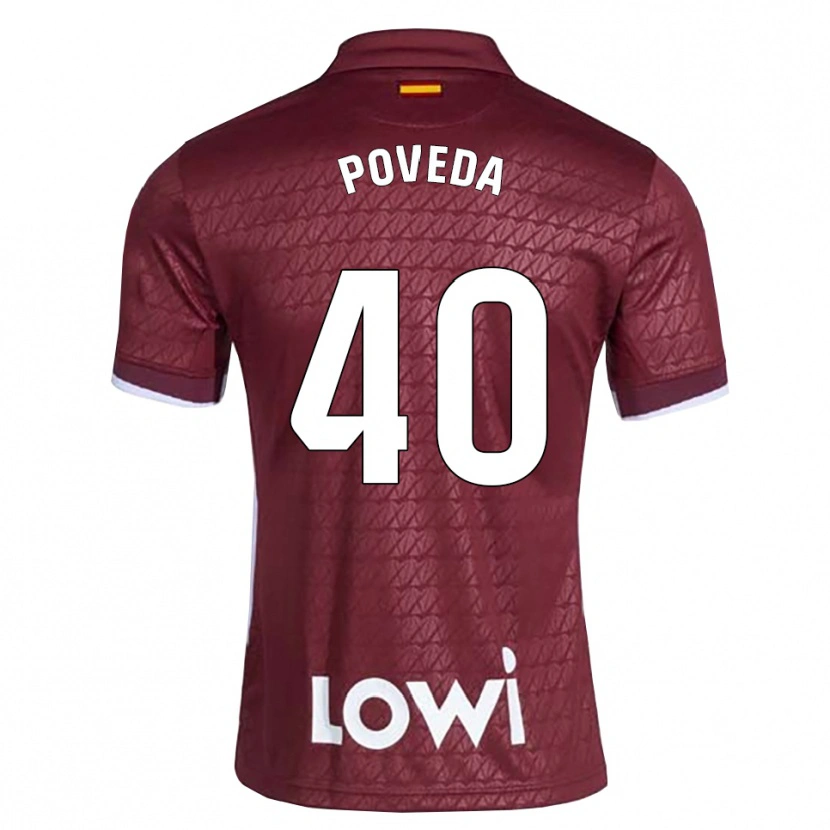 Danxen Uomo Maglia Pedro Poveda #40 Rosso Scuro Bianco Kit Gara Away 2026/27 Maglietta