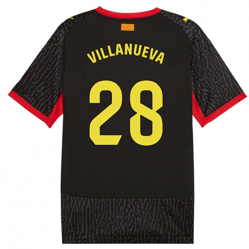Danxen Uomo Maglia Pablo Villanueva #28 Nero Giallo Rosso Kit Gara Away 2026/27 Maglietta