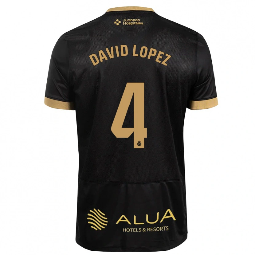 Danxen Uomo Maglia David López #4 Nero Marrone Sabbia Legno Robusto Kit Gara Away 2026/27 Maglietta