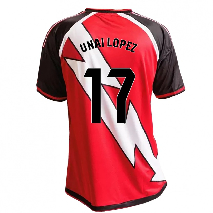 Danxen Uomo Maglia Unai López #17 Rosso Nero Bianco Kit Gara Away 2026/27 Maglietta