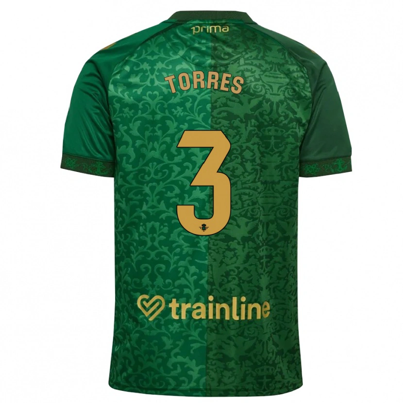 Danxen Uomo Maglia Álex Torres #3 Verde Foresta Marrone Dorato Scuro Kit Gara Away 2026/27 Maglietta