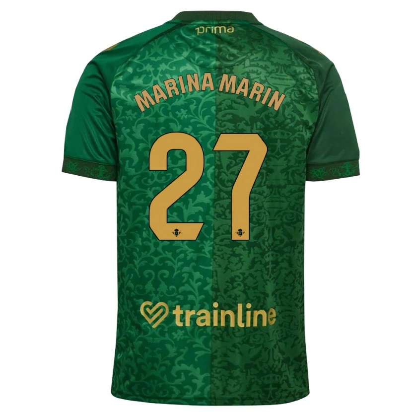 Danxen Uomo Maglia Marina Marín #27 Verde Foresta Marrone Dorato Scuro Kit Gara Away 2026/27 Maglietta