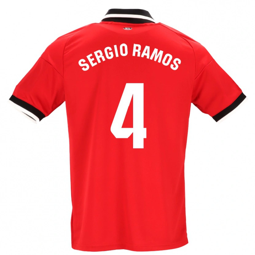 Danxen Uomo Maglia Sergio Ramos #4 Nero Bianco Rosso Kit Gara Away 2026/27 Maglietta