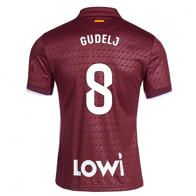 Danxen Uomo Maglia Nemanja Gudelj #8 Rosso Scuro Bianco Kit Gara Away 2026/27 Maglietta