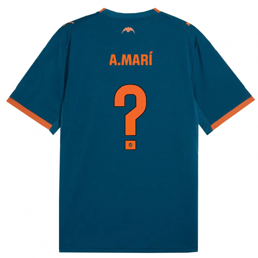 Danxen Uomo Maglia Alberto Marí #0 Blu Acciaio Arancione Kit Gara Away 2026/27 Maglietta