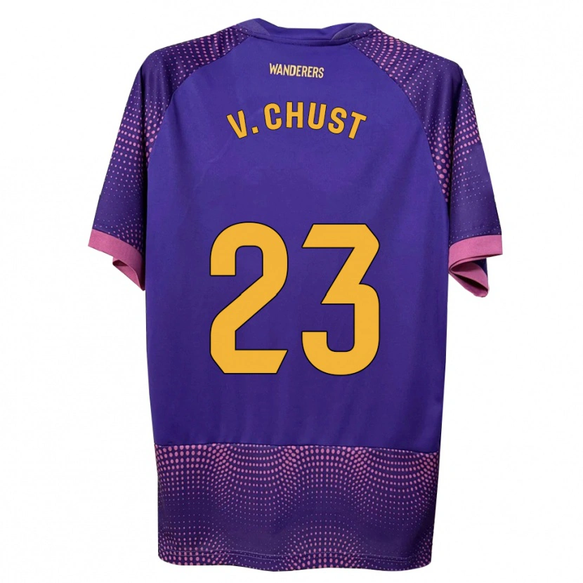 Danxen Uomo Maglia Víctor Chust #23 Viola Bianco Rosa Kit Gara Away 2026/27 Maglietta