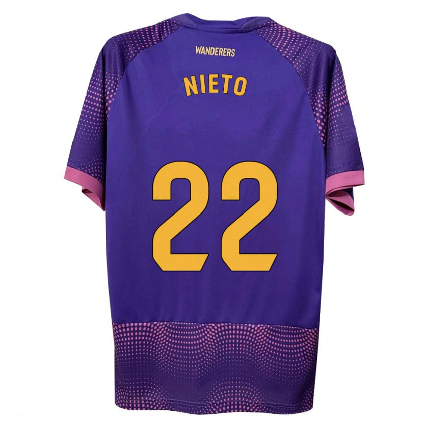 Danxen Uomo Maglia Dani Nieto #22 Viola Bianco Rosa Kit Gara Away 2026/27 Maglietta