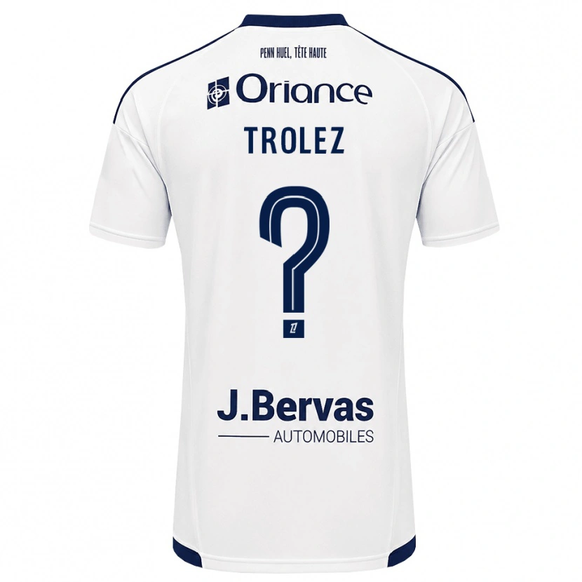 Danxen Uomo Maglia Loann Trolez #0 Navy Bianco Kit Gara Away 2026/27 Maglietta