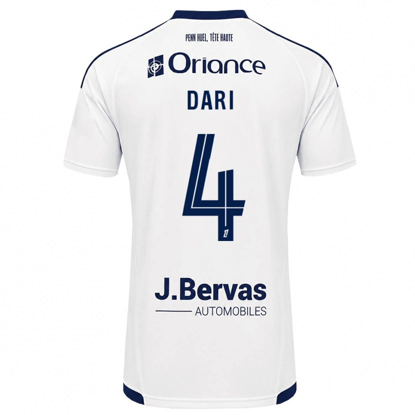 Danxen Uomo Maglia Achraf Dari #4 Navy Bianco Kit Gara Away 2026/27 Maglietta