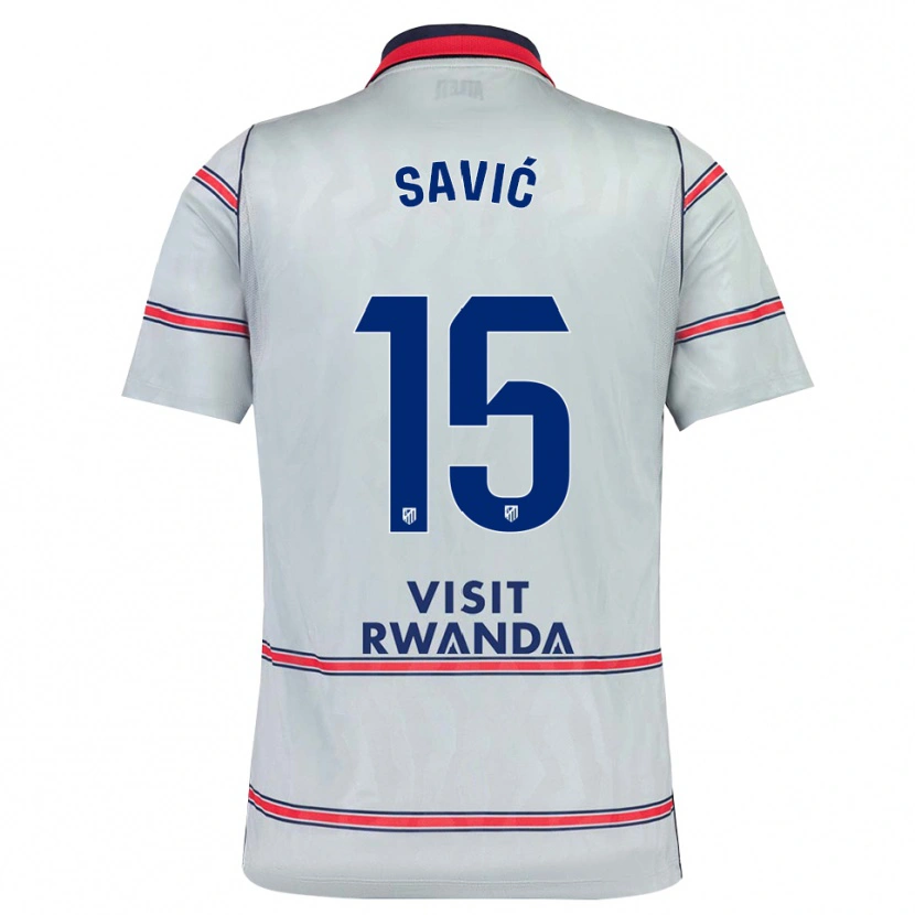 Danxen Uomo Maglia Stefan Savic #15 Grigio Rosso Blu Navy Kit Gara Third 2026/27 Maglietta