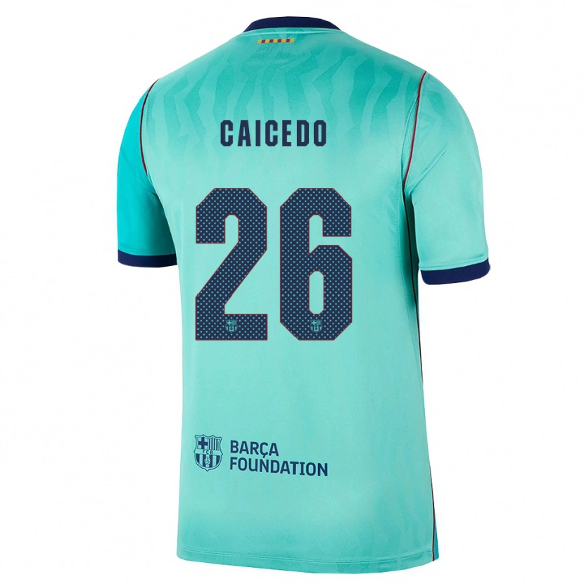 Danxen Uomo Maglia Josué Caicedo #26 Acquamarina Turchese Scuro Blu Reale Kit Gara Third 2026/27 Maglietta
