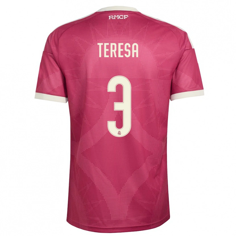 Danxen Uomo Maglia Teresa Abelleira #3 Rosso Viola Pallido Bianco Kit Gara Third 2026/27 Maglietta