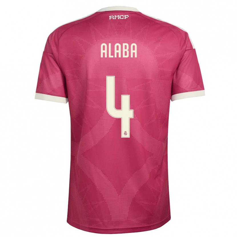 Danxen Uomo Maglia David Alaba #4 Rosso Viola Pallido Bianco Kit Gara Third 2026/27 Maglietta