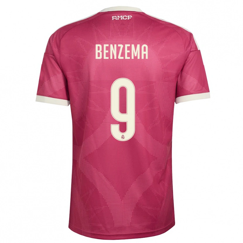 Danxen Uomo Maglia Karim Benzema #9 Rosso Viola Pallido Bianco Kit Gara Third 2026/27 Maglietta